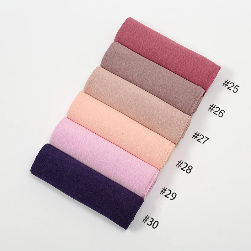 New Arrival Crinkle Rayon Hijab Women Muslim Scarf Shawls Solid Headscarf Wraps Big Size Plain Islamic Turban Headbands Foulard