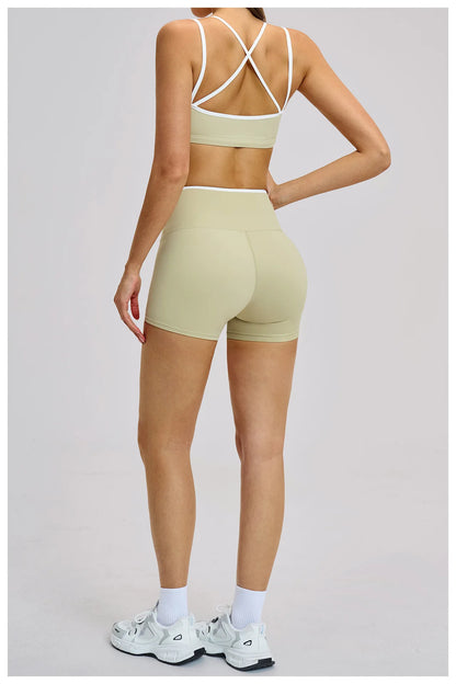 2PCS Workout Clothes Wide Leg Pant Yoga Suits Solid Color Bra Sports Set Gym Tracksuits Female Quick Dry Fitness Suit Sports Set