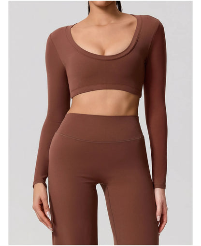 Women's Sports Long Shirt Female Backless Yoga Breathable Soft Shirt Autumn and Winter Training Top Woman Gym Sportswear