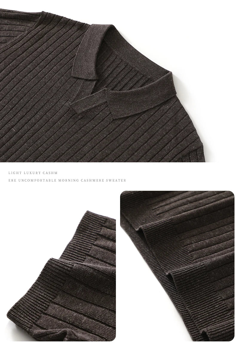 Summer New Men's 100% Lyocell Scissor Collar Solid Color T-Shirt Knit Pullover Bussiness Casual Short-sleeved POLO Collar Tees