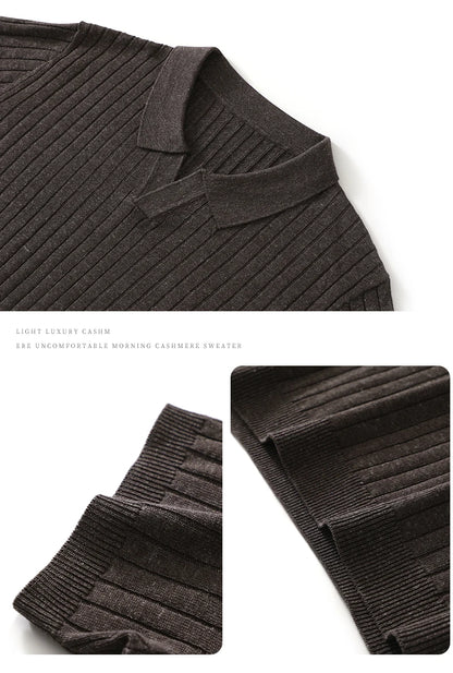Summer New Men's 100% Lyocell Scissor Collar Solid Color T-Shirt Knit Pullover Bussiness Casual Short-sleeved POLO Collar Tees