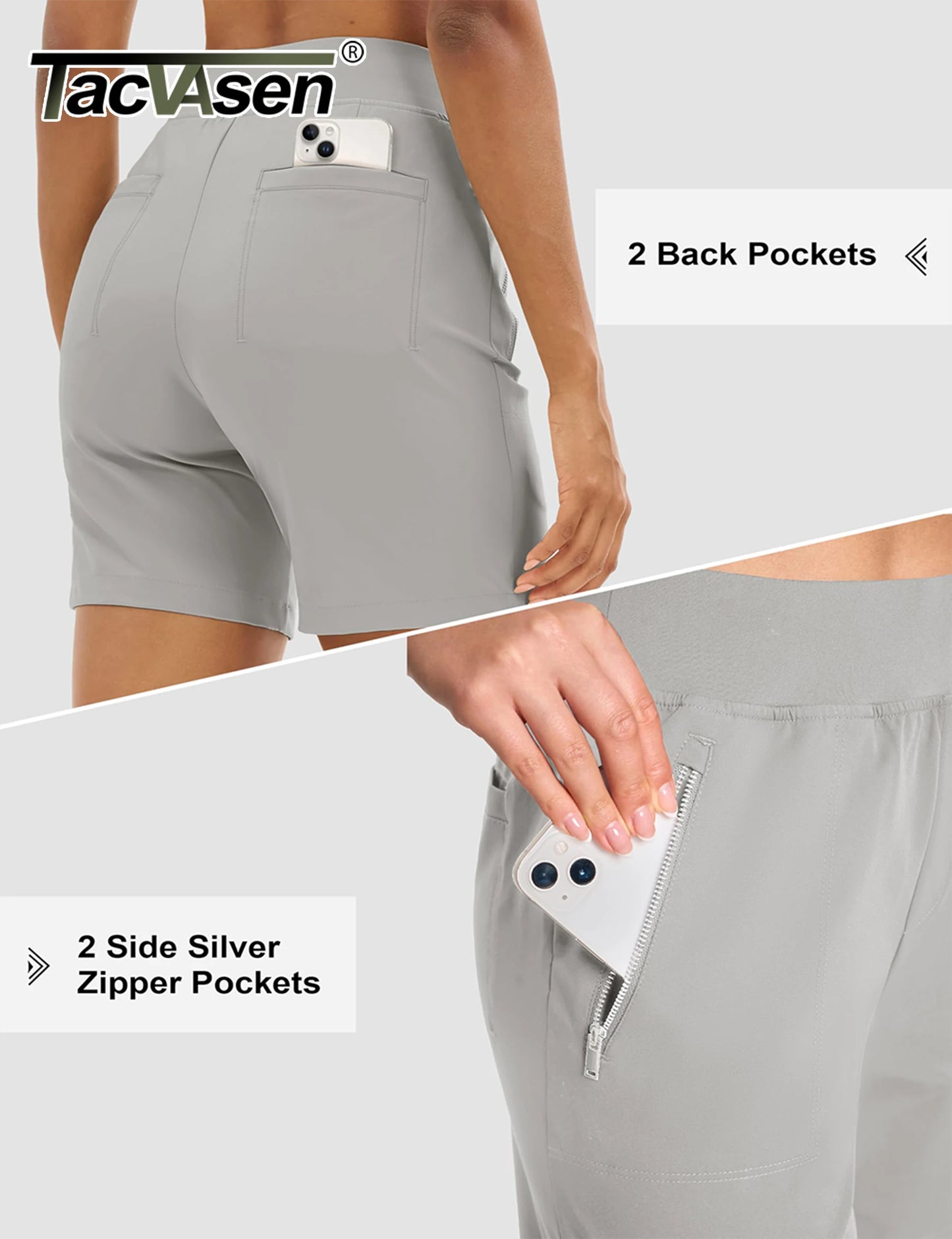 TACVASEN Women's High Waisted Hiking Golf Shorts with 4 Pockets 7" Lightweight Stretchy Athletic Running Summer Shorts Quick Dry