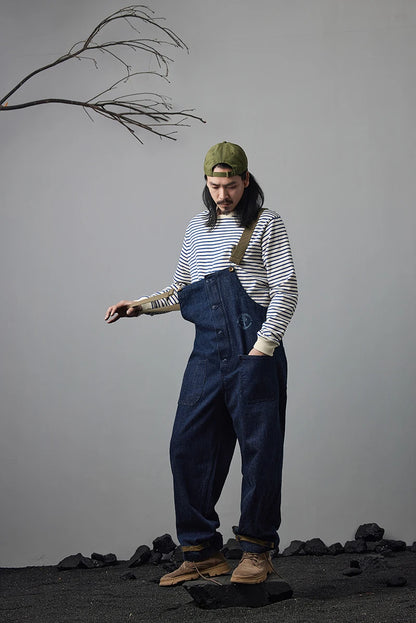 Autumn New Heavy Weight Long Sleeve Tshirt Men Cotton Round Neck Stripe Knited T Shirt Men Retro Casual Streetwear Tops Oversize
