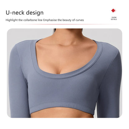 Women's Sports Long Shirt Female Backless Yoga Breathable Soft Shirt Autumn and Winter Training Top Woman Gym Sportswear