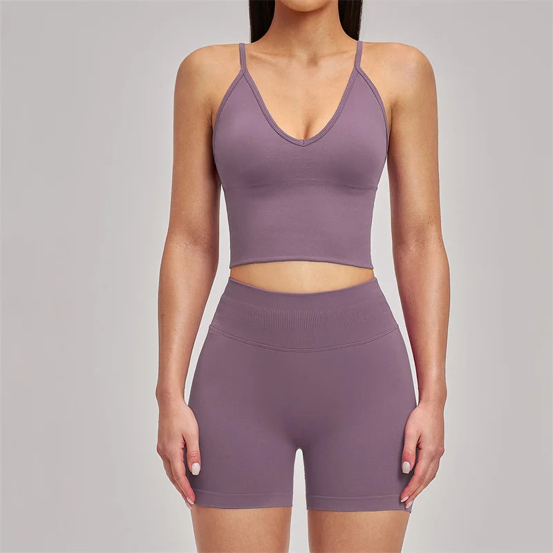 TRY TO BN Seamless Women's Tracksuit Shorts Yoga Set High Waisted Sportswear Fitness Workout Leggings Cycling Running Gym Shorts