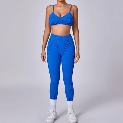 Hearuisavy 2025 New Style 2Pcs Sports Suit Women Workout Bra Suit Running Gym High Waist Legging Quick Dry Tight Yoga Clothing