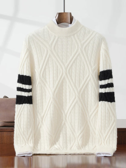 Choice Men Mock Neck Pullover Cashmere Sweater Autumn Winter 100%Pure Cashmere Knitwear Smart Casual Sweater Korean Fashion Tops