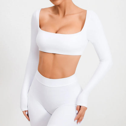Women Yoga Shirts Crop Top Sexy Long Sleeves Shirts for Women Yoga Sports Fitness Sport Gym Clothes Running Push Up Workout Tops