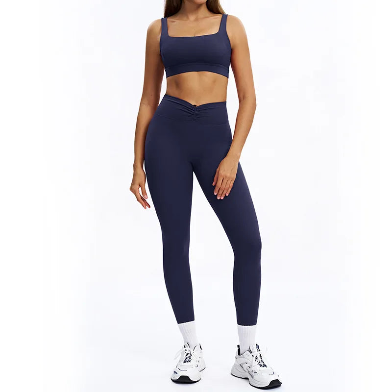 SWELTERING 2PCS Yoga Set Fitness Gym Tracksuit Sportswear Women Workout Outfits High Waist Leggings Sports Bra Athletic Wear