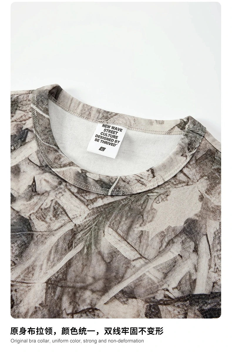 Custom LOGO women's 315G cotton polyester summer short front shoulder camouflage short-sleeved T-shirt vest casual sports suit