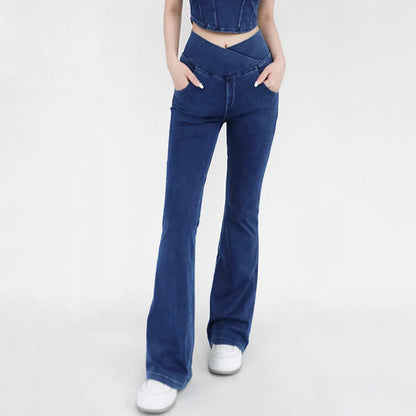 SOISOU Sexy Jeans For Women Leggings Yoga Pants Denim Bell-bottoms Soft Elastic Breathable High waist 4 Pockets Women's Pants