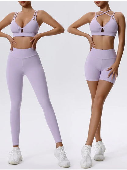 2PCS Yoga Set Sportswear Women Tracksuit Athletic Wear Pilates Fitness Suit Gym Clothes Workout Push Up Sports Bra Leggings Suit