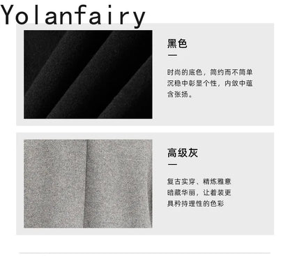 YOLANFAIRY 2025 Light Luxury 95% Wool 5% Cashmere Coats for Men Fashion Woolen Jacket Man Clothing Detachable Lapel Wool Coat