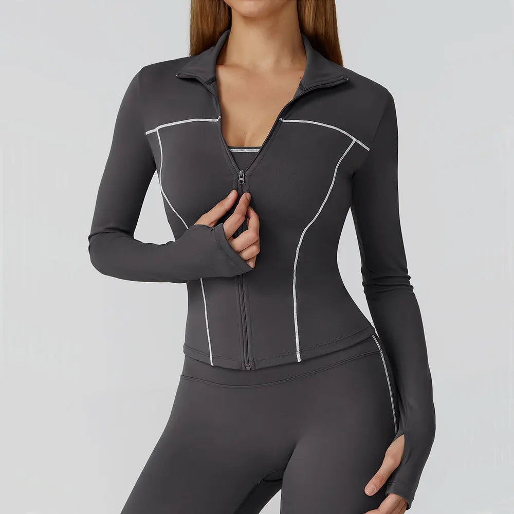 Yoga Clothes Women Sport Jacket Running Long Sleeve Shirt Sports Jackets Top Workout Coat Gym Training Clothing Workout Yoga Top