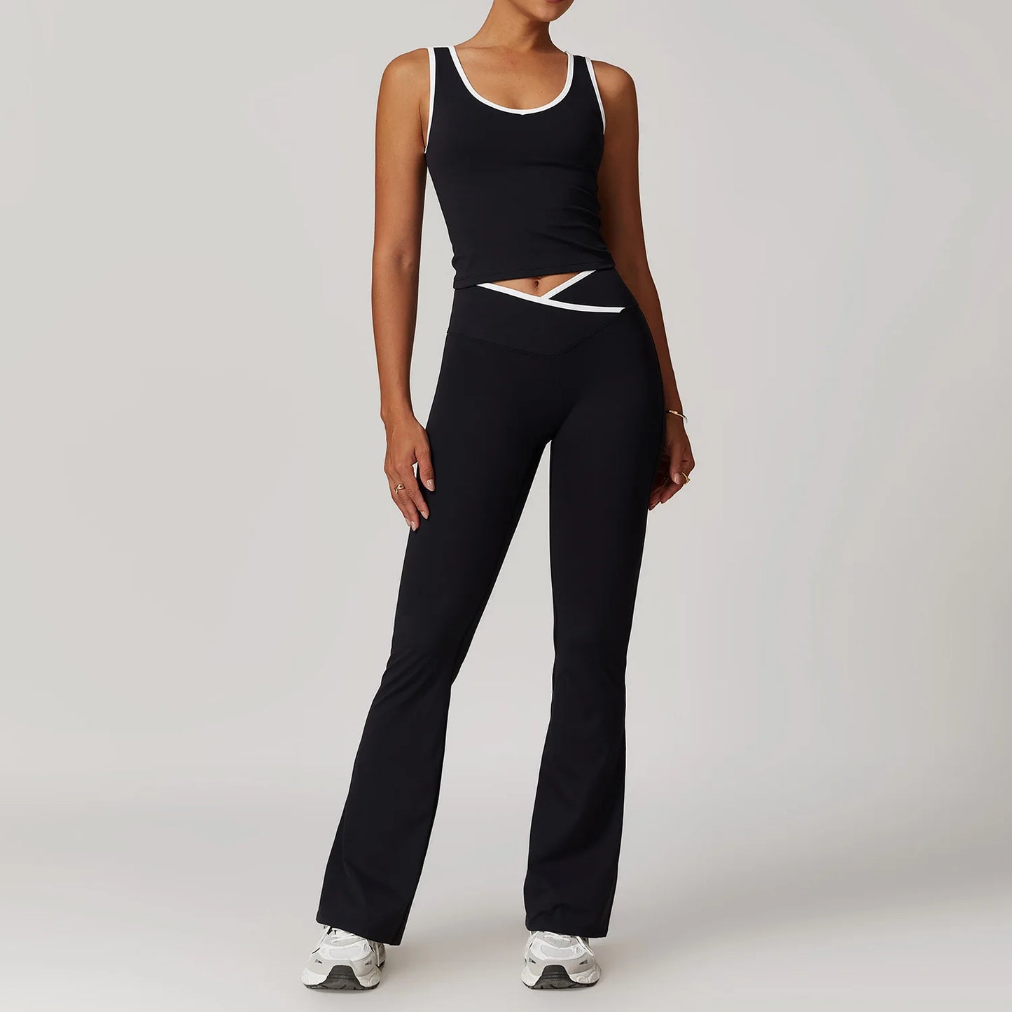 2 Pieces Gym Set Women's Sportswear Sports Bra Top High-waisted Long Pants Tracksuits Suitable For Outdoor Sports Workout Suit
