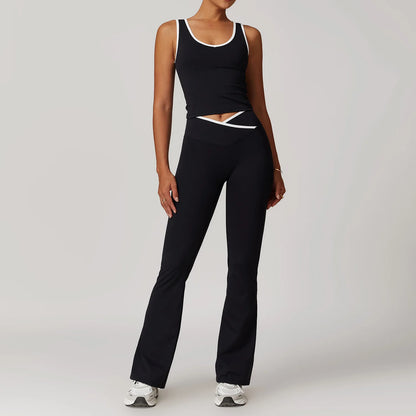 2 Pieces Gym Set Women's Sportswear Sports Bra Top High-waisted Long Pants Tracksuits Suitable For Outdoor Sports Workout Suit