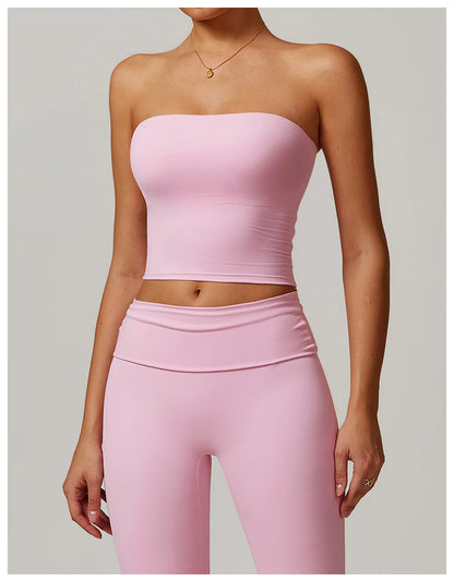 Custom LOGO Women's Strapless Tube Top Sexy Back Sports Underwear Women's Shockproof Quick-Drying Fitness Yoga Top