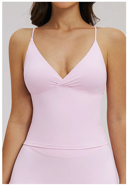 Women Sexy V Neck Yoga Bra Cross Back Strap Sports Underwear Shockproof Gym Workout Vest Female Solid Sports Fitness Underwear