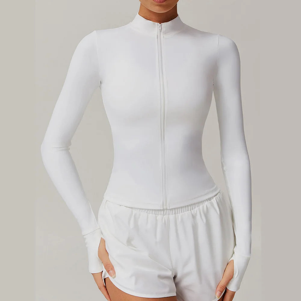 Yoga Shirts For Women Zipper Long Sleeve Fitness Jacket Running Gym Clothes Workout Dry Fit Breathable High Elastic Sports Top