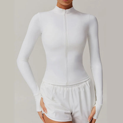 Yoga Shirts For Women Zipper Long Sleeve Fitness Jacket Running Gym Clothes Workout Dry Fit Breathable High Elastic Sports Top