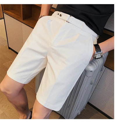 4 Color Summer British Style Suit Shorts 2023 Men Naples Business Casual Slim Fit Short Pant Fashion Slim Fit Solid Color Pants