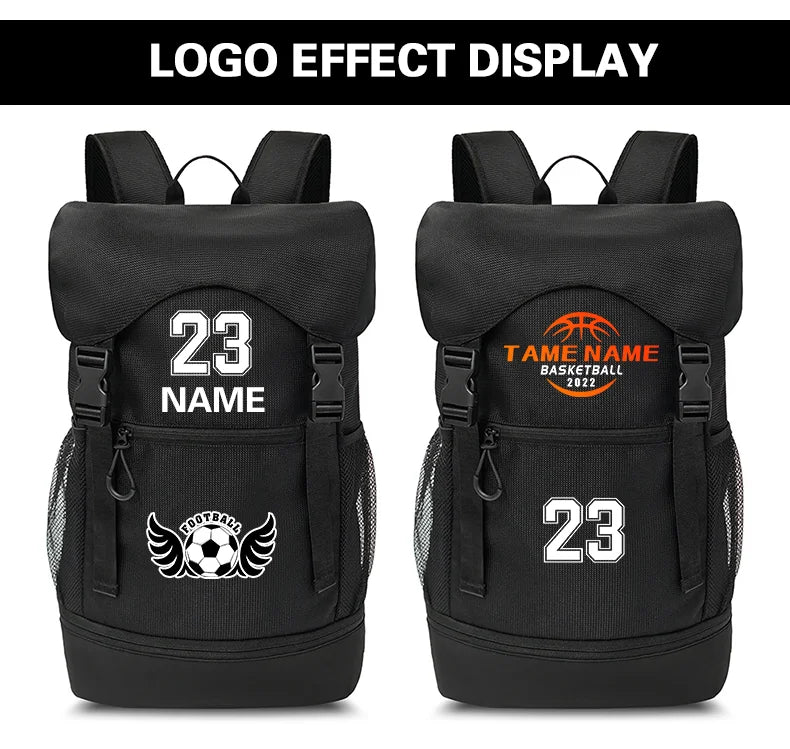 Large Capacity Basketball Backpack custom logo waterproof Training Bag Sports Basketball print photo Soccer Bags travel backpack