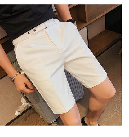 4 Color Summer British Style Suit Shorts 2023 Men Naples Business Casual Slim Fit Short Pant Fashion Slim Fit Solid Color Pants