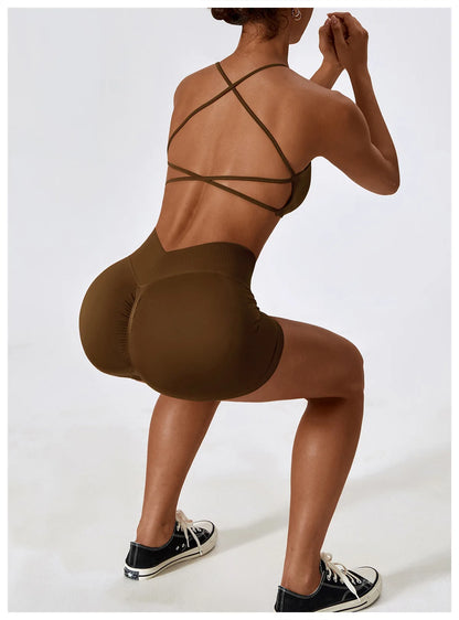 Seamless Yoga Set Gym Suits With Shorts Crop Top Sexy Bra Women's Pants 2 Pieces Set Running Workout Outfit Fitness Clothing