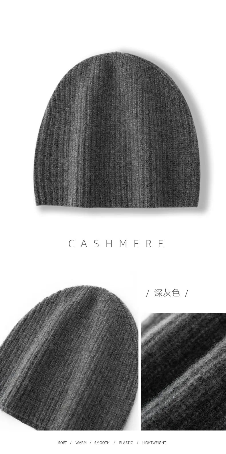 DjzDsm New Autumn/Winter Men's High-end 100% Goat Cashmere Pullover Hat With Elastic Knitted Warm Hat