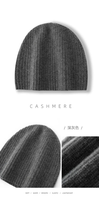 DjzDsm New Autumn/Winter Men's High-end 100% Goat Cashmere Pullover Hat With Elastic Knitted Warm Hat