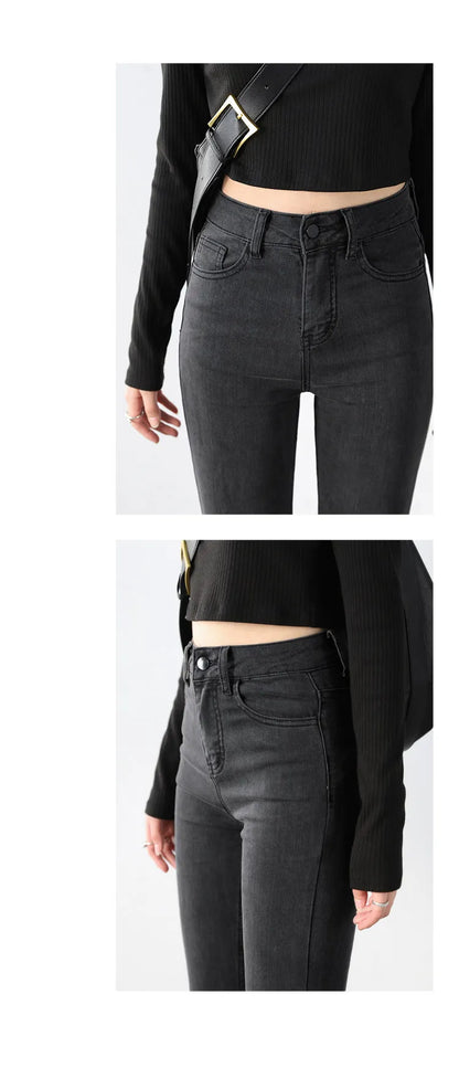 CHIC VEN Women Jeans Solid Slim Retro High Waisted Small Leg Denim Pant Skinny Pant Spring Autumn 2026