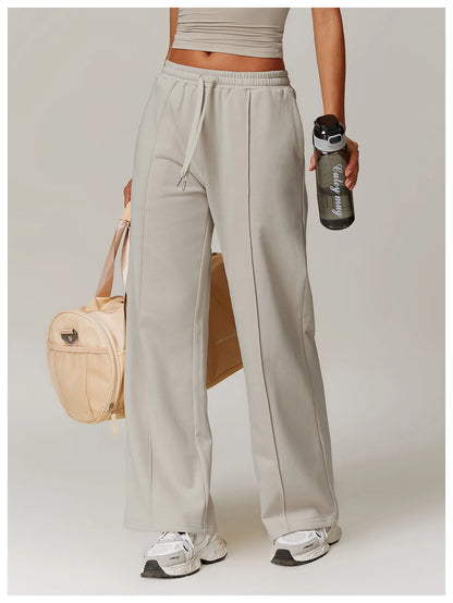 Hearuisavy Winter Pocket High Waist Jogger Sports Pants Female Fitness Gym Pants Casual Loose Sweatpants Wide Leg Trousers