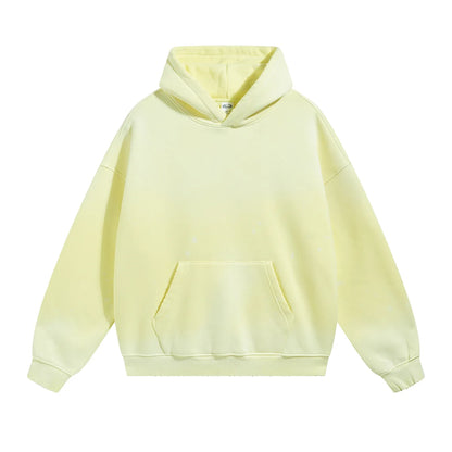 Custom LOGO autumn winter men's women's new white spray dyeing washing water 360G velvet cotton polyester sweatshirt sweatpants