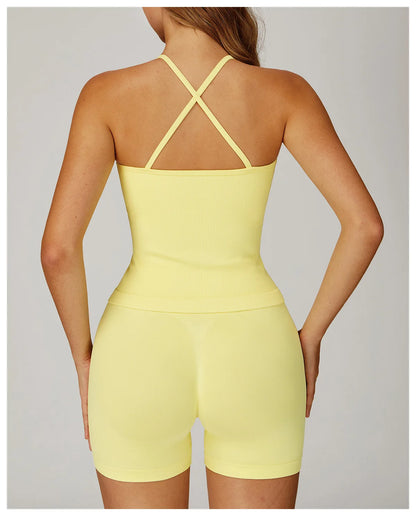 Custom LOGO women's seamless new yoga vest strap cross back sports underwear outdoor running fitness top