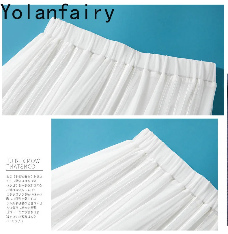 YOLANFAIRY 8mm 100% Real Mulberry Silk Skirts for Women 2026 Summer Solid Elastic Waist Skirt Woman Elegant Black Skirt Fashion