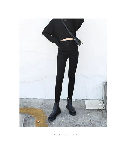 CHIC VEN Women Jeans Solid Slim Retro High Waisted Small Leg Denim Pant Skinny Pant Spring Autumn 2026