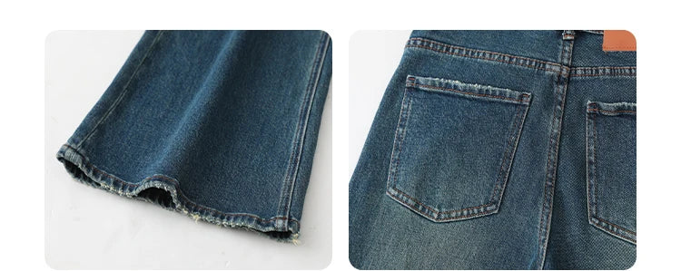 CHIC VEN Women Jeans New High Waist Flare Denim Pants Micro Elastic Woman Trousers Horseshoe Pant Female Autumn Winter 2023