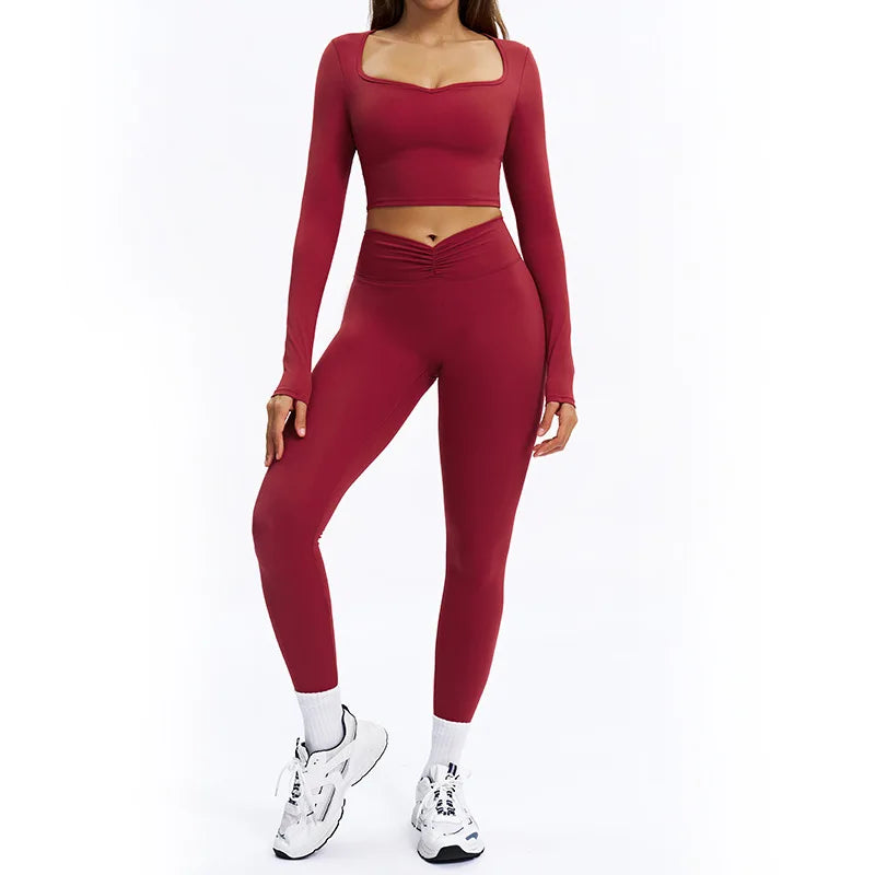 SWELTERING 2PCS Yoga Set Fitness Gym Tracksuit Sportswear Women Workout Outfits High Waist Leggings Sports Bra Athletic Wear