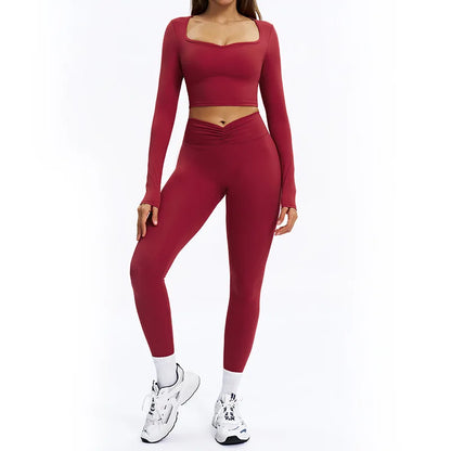 SWELTERING 2PCS Yoga Set Fitness Gym Tracksuit Sportswear Women Workout Outfits High Waist Leggings Sports Bra Athletic Wear
