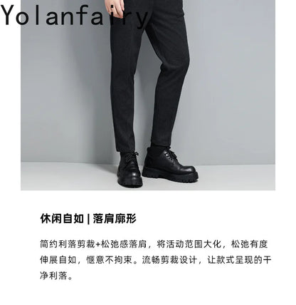YOLANFAIRY 2025 Light Luxury 95% Wool 5% Cashmere Coats for Men Fashion Woolen Jacket Man Clothing Detachable Lapel Wool Coat