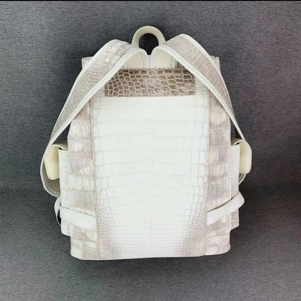 Genuine crocodile leather men's handbag real crocodile leather women's large size Himalayan white business travel computer bag