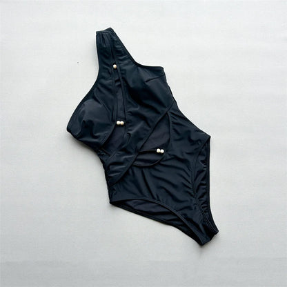 Asymmetric Cut Out One Shoulder Women Swimwear One Piece Swimsuit Female High Leg Cut Monokini Bather Bathing Suit Swim V7949