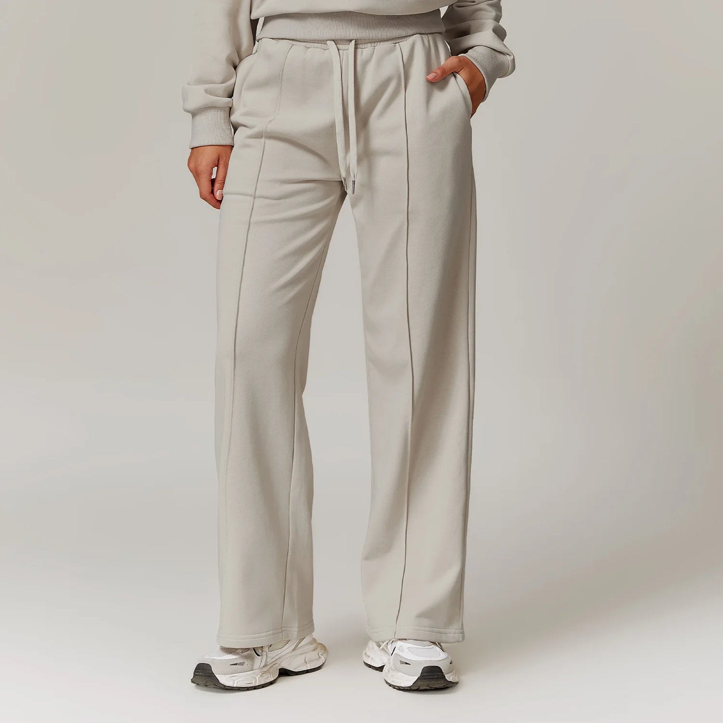 Hearuisavy Winter Pocket High Waist Jogger Sports Pants Female Fitness Gym Pants Casual Loose Sweatpants Wide Leg Trousers