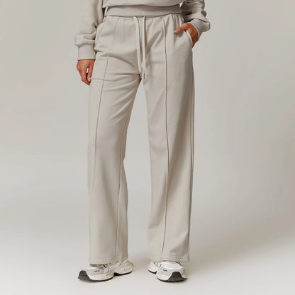 Hearuisavy Winter Pocket High Waist Jogger Sports Pants Female Fitness Gym Pants Casual Loose Sweatpants Wide Leg Trousers