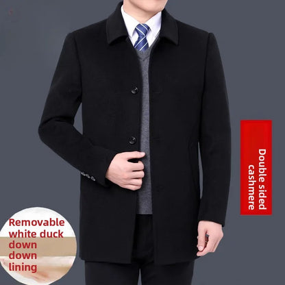 YOLANFAIRY 100% Cashmere Jacket for Men 2025 Autumn Winter Mid-length Wool Coats Man Clothing Casual Business Men's Woolen Coat