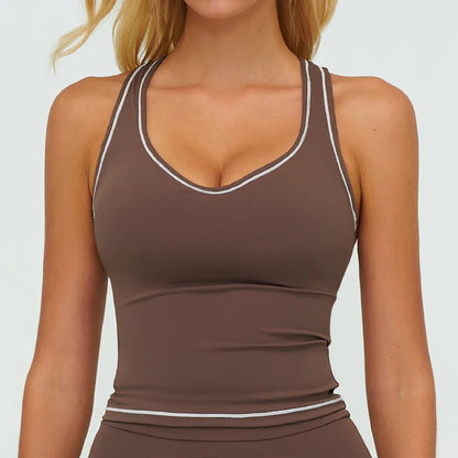 Sports Gym Fitness Vest with Chest Pad Women Color Contrast Shockproof Yoga Bras Female Workout Sports Underwear Yoga Clothes