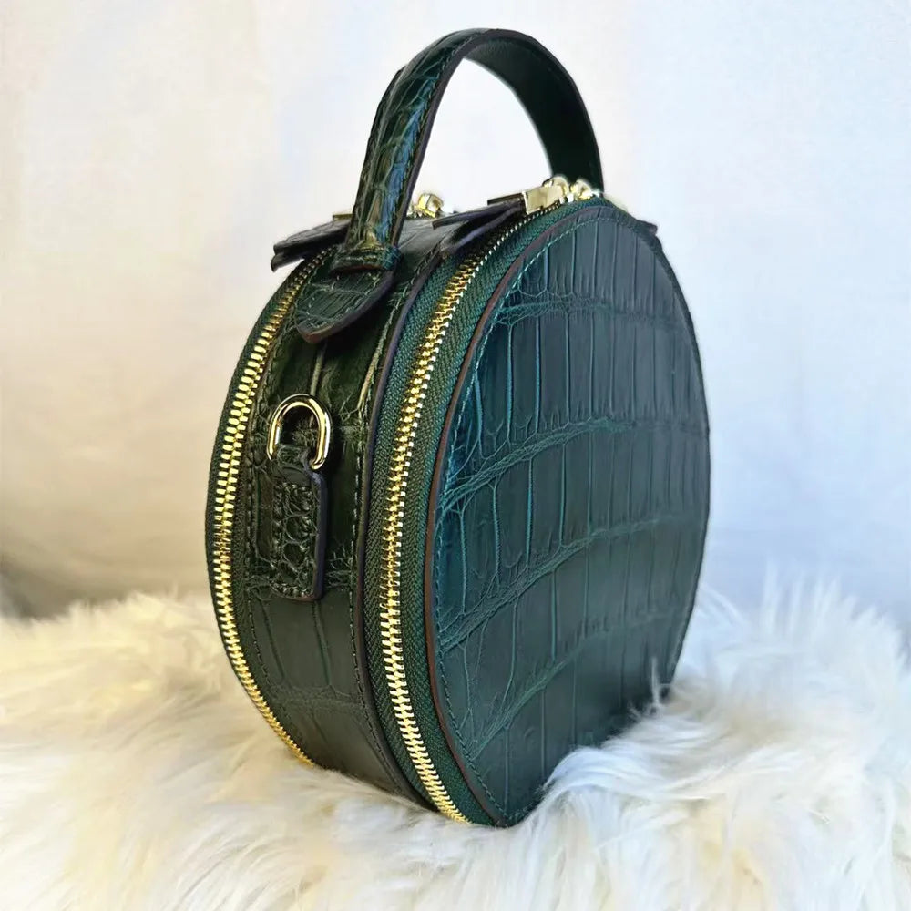 Authentic crocodile leather women's handbag real crocodile leather women's round shoulder bag fashion wallet