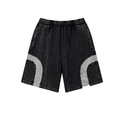 Customized LOGO men's summer European and American hip-hop style splicing contrasting shorts loose straight five-point pants