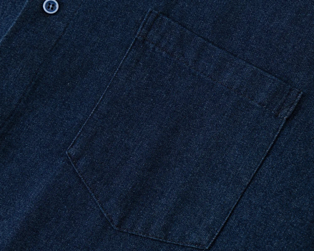 Summer Japanese Retro Ethnic Style Embroidered Denim Men's and Women's Short Sleeved Shirts, Loose Five Quarter Sleeved Workwear