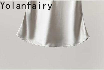 YOLANFAIRY 93% Real Mulberry Silk Camis Woman Clothing 2026 High Quality Silk Satin Tops Women's Tanks Top Sleeveless Basicwear